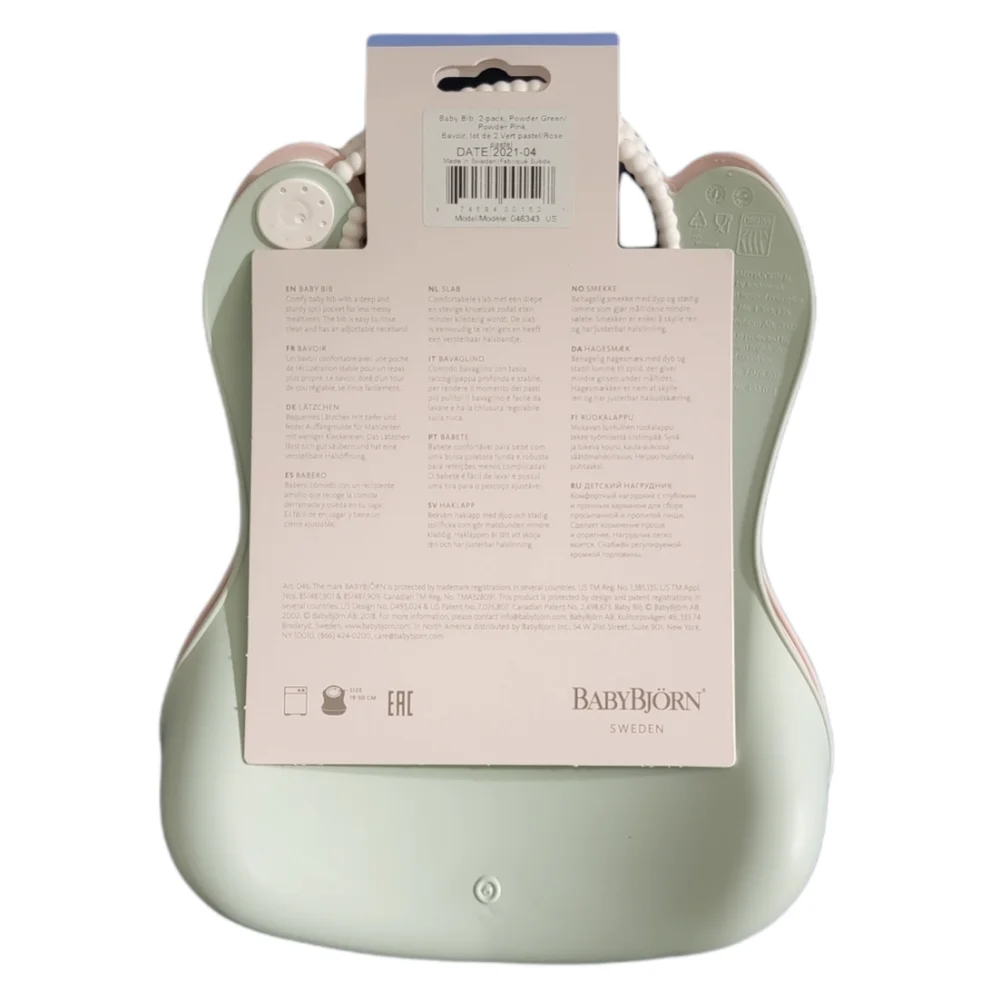 Baby Bjorn Baby Bib Powder Green/ Powder Pink 2pk